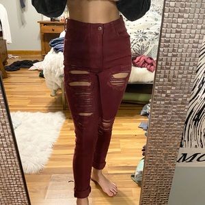 maroon american eagle jeans